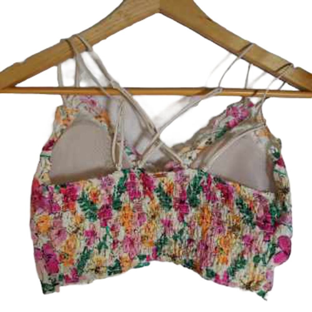 VICTORIA'S SECRET Pink Bralette Bright Floral Lace Size Medium M - Picture 2 of 10